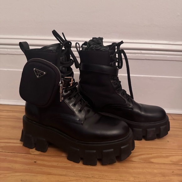 Prada Monolith leather and Re-Nylon boots with pouch - Picture 11 of 16